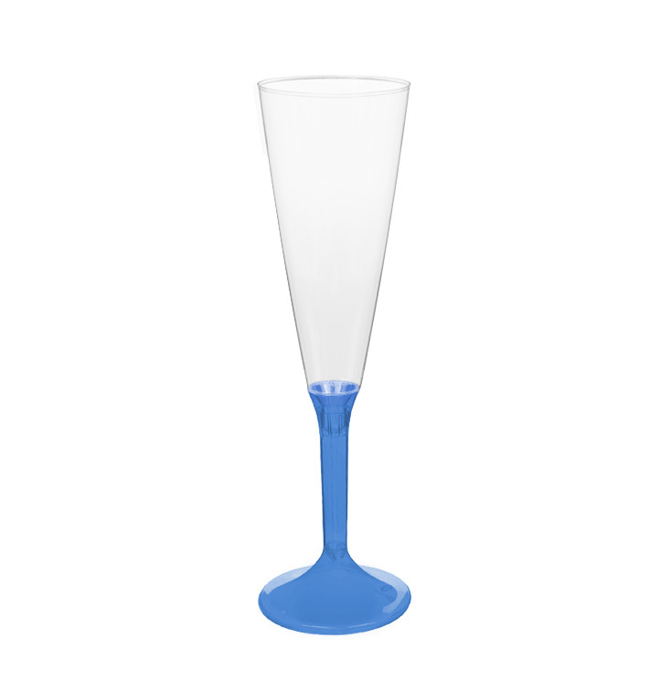 Copa Plástico Cava Pie Azul Transp. 160ml 2P (20 Uds)