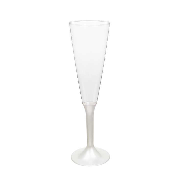 Copa Plástico Cava Pie Blanco Perlado 160ml 2P (20 Uds)