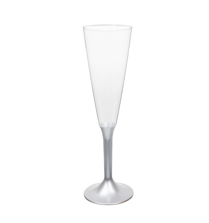 Copa Plástico Cava Pie Gris 160ml 2P (20 Uds)