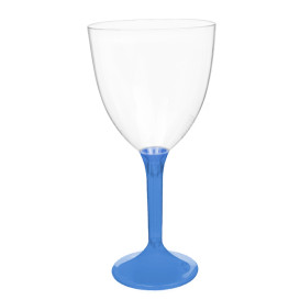 Copa Plástico Vino Pie Azul Transp. 300ml 2P (20 Uds)
