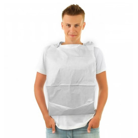 Babero Adulto con Bolsillo Blanco 36x65cm (125 Uds)