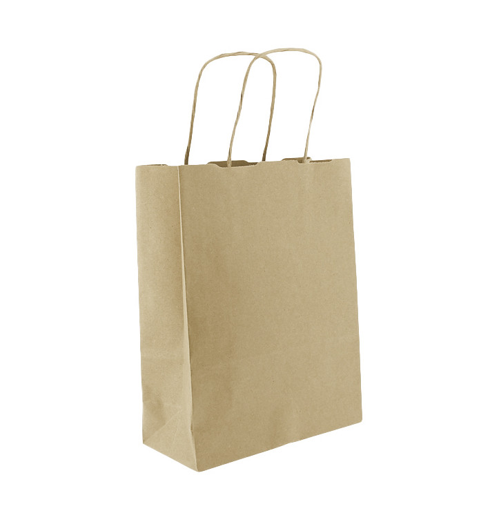 Bolsa Papel Kraft con Asas 100g/m² 18+8x24cm (25 Uds)