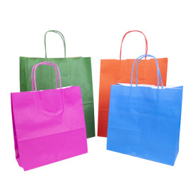 Bolsa Papel Fucsia con Asas 100g/m² 22+9x23cm (25 Uds)