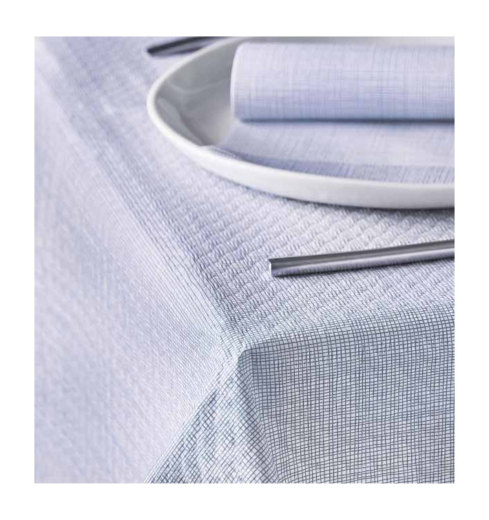 Mantel de Papel Cortado 1x1m "Entre Lineas" Azul 40g/m² (400 Uds)