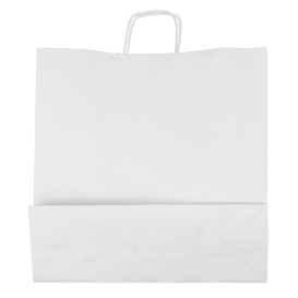 Bolsa Papel Kraft Blanca con Asas 100g/m² 44+15x46cm (25 Uds)