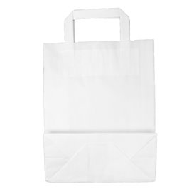 Bolsa Papel Kraft Blanca con Asas 100g/m² 22+11x27cm (25 Uds)