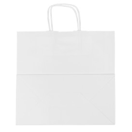 Bolsa Papel Kraft Blanca con Asas 100g/m² 27+14x26cm (25 Uds)