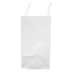 Bolsa Papel Kraft Blanca con Asas 100g/m² 27+14x26cm (200 Uds)