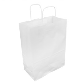 Bolsa Papel Kraft Blanca con Asas 100g/m² 25+13x33cm (200 Uds)
