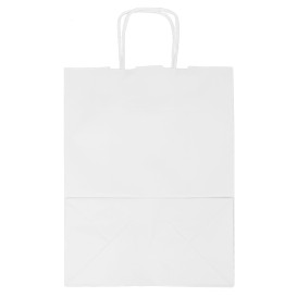 Bolsa Papel Kraft Blanca con Asas 100g/m² 25+13x33cm (200 Uds)