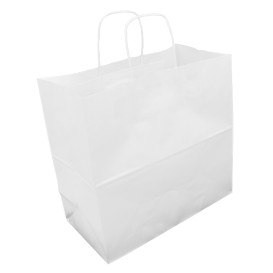 Bolsa Papel Kraft Blanca con Asas 90g/m² 32+16x31cm (250 Uds)
