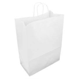 Bolsa Papel Kraft Blanca con Asas 90g/m² 32+16x43cm (250 Uds)