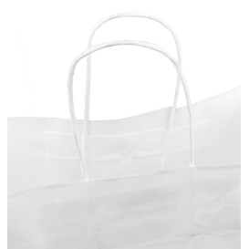 Bolsa Papel Kraft Blanca con Asas 90g/m² 32+16x43cm (250 Uds)