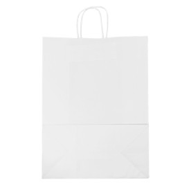 Bolsa Papel Kraft Blanca con Asas 90g/m² 32+16x43cm (250 Uds)