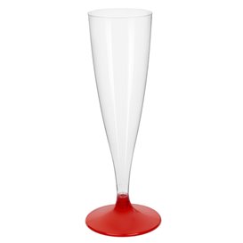 Copa Plástico Cava Pie Rojo Transp. 140ml 2P (400 Uds)