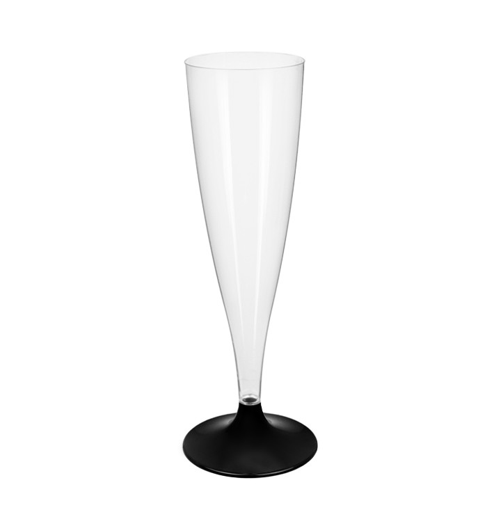 Copa Plástico Cava Pie Negro 140ml 2P (20 Uds)