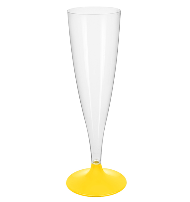 Copa Plástico Cava Pie Amarillo 140ml 2P (20 Uds)