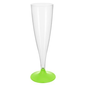 Copa Plástico Cava Pie Verde Lima 140ml 2P (20 Uds)