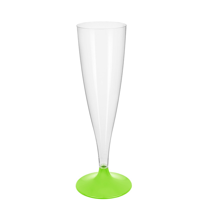 Copa Plástico Cava Pie Verde Lima 140ml 2P (400 Uds)