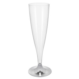 Copa Plástico Cava Pie Plata Cromado 140ml 2P (20 Uds)