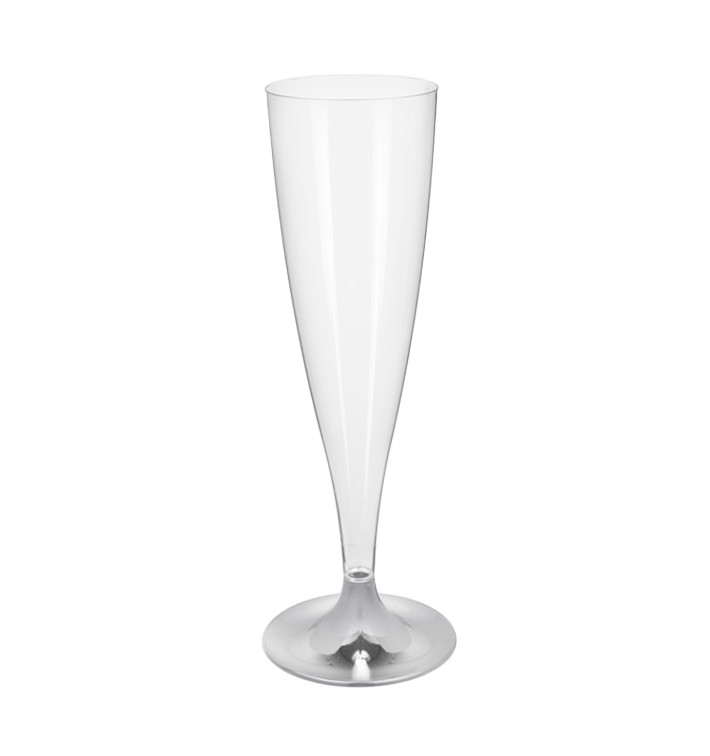 Copa Plástico Cava Pie Plata Cromado 140ml 2P (20 Uds)