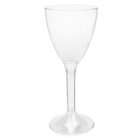 Copa de Plástico Reutilizable 2P Pie Transparente para Vino 180ml (20 Uds)