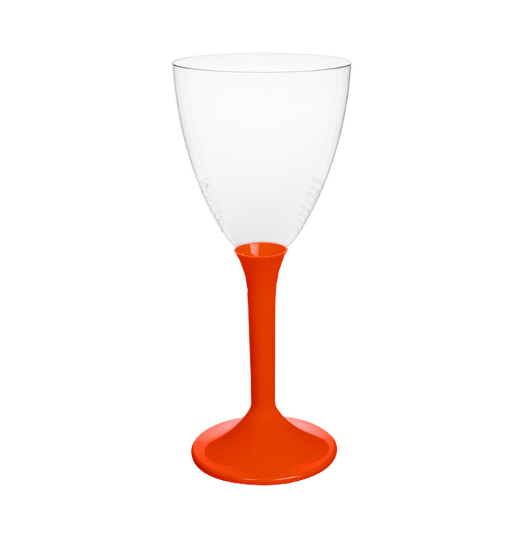 Copa Plástico Vino Pie Rojo 180ml 2P (20 Uds)