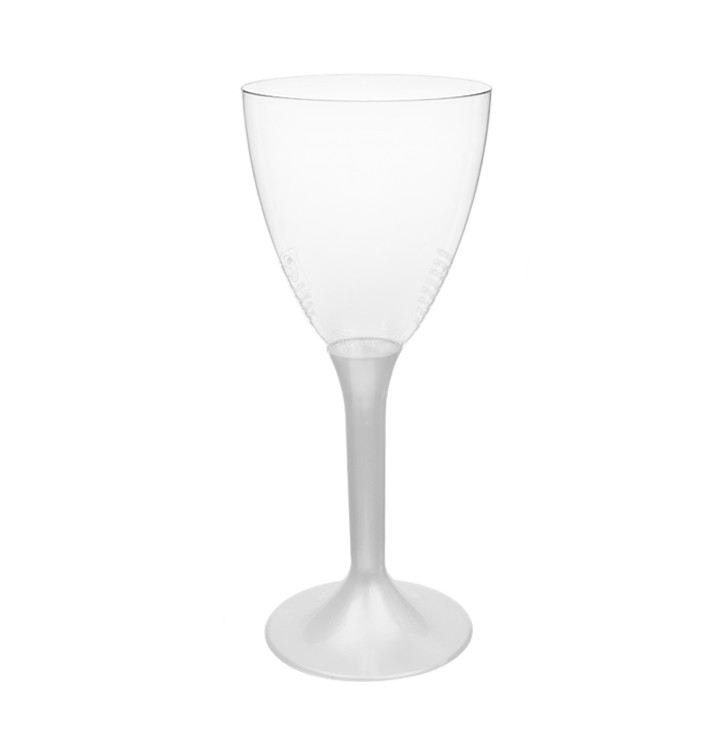 Copa Plástico Vino Pie Blanco Perlado 180ml 2P (200 Uds)