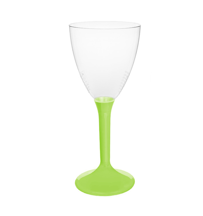 Copa Plástico Vino Pie Verde Lima 180ml 2P (20 Uds)
