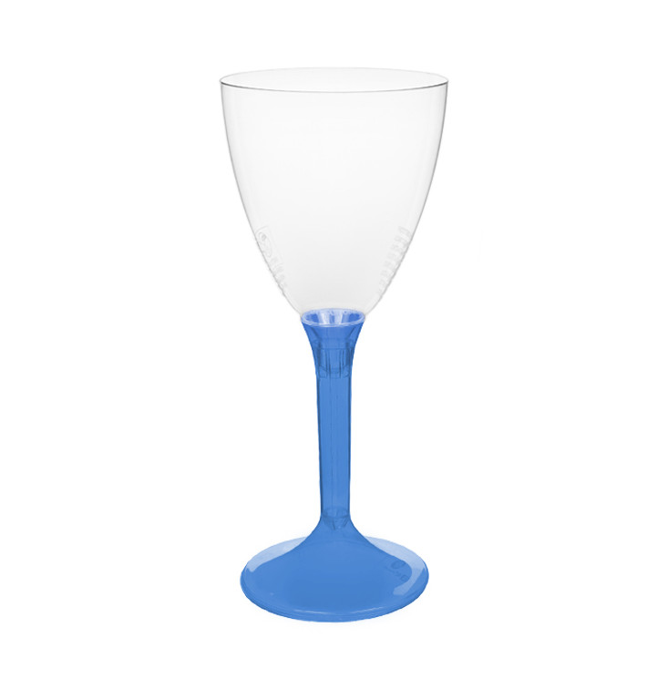 Copa Plástico Vino Pie Azul Transp. 180ml 2P (20 Uds)