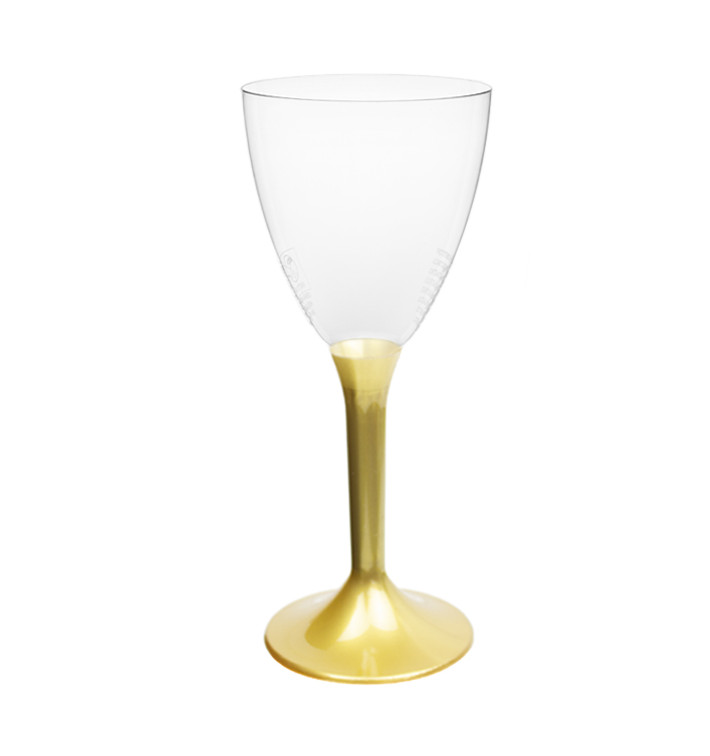 Copa Plástico Vino Pie Oro 180ml 2P (20 Uds)