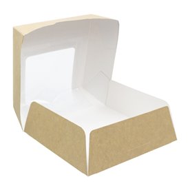 Caja de Cartón Kraft con Ventana 140x140x50mm (25 Uds)