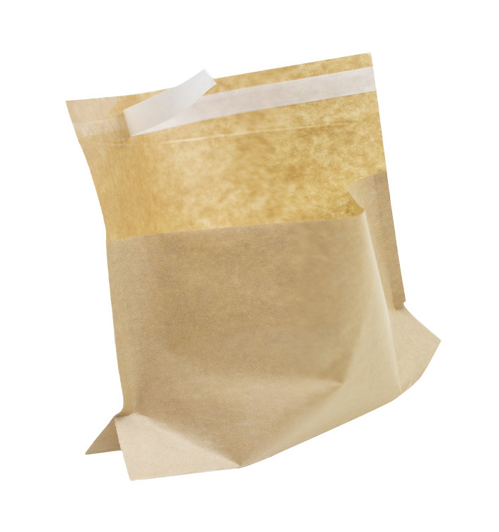 Bolsas con Base Autocierre Kraft 21x17 cm (100 Uds)