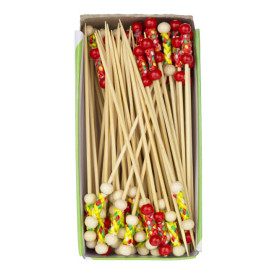 Pinchos de Bambú Decorados en Amarillo 120 mm (1.200 Uds)