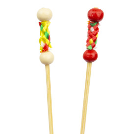 Pinchos de Bambú Decorados en Amarillo 120 mm (1.200 Uds)
