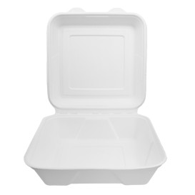 Envase MenuBox Caña Azúcar Blanco 225x225x75mm (50 Uds)