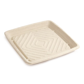 Bandeja Caña de Azúcar Cuadrada Natural 27x27cm (25 Uds)