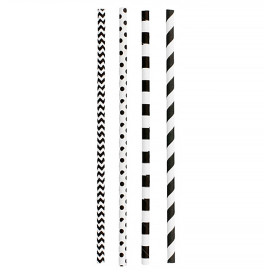 Pajita Recta de Papel Negro Ø6mm 20cm (200 Uds)