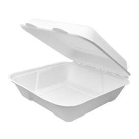 Envase MenuBox Caña Azúcar Blanco 225x225x75mm (200 Uds)