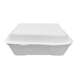 Envase MenuBox Caña Azúcar Blanco 225x225x75mm (200 Uds)