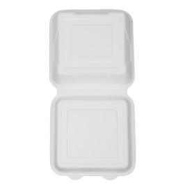 Envase MenuBox Caña Azúcar Blanco 225x225x75mm (200 Uds)