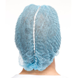 Gorros de Polipropileno Acordeón Detectable Azul Ø53cm (1000 Uds)