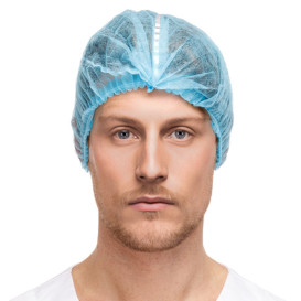 Gorros de Polipropileno Acordeón Detectable Azul Ø53cm (1000 Uds)