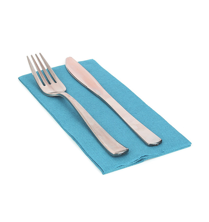 Servilleta Papel 1/8 Turquesa Punta-Punta 40x40cm (50 Uds)