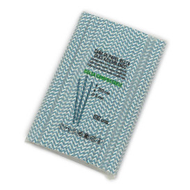 Pajita Recta de Papel Azul y Blanco Ø6mm 20cm (6000 Uds)