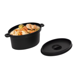Cazuela Degustación Negro con Tapa 7,5x6,5cm 60ml (200 Uds)