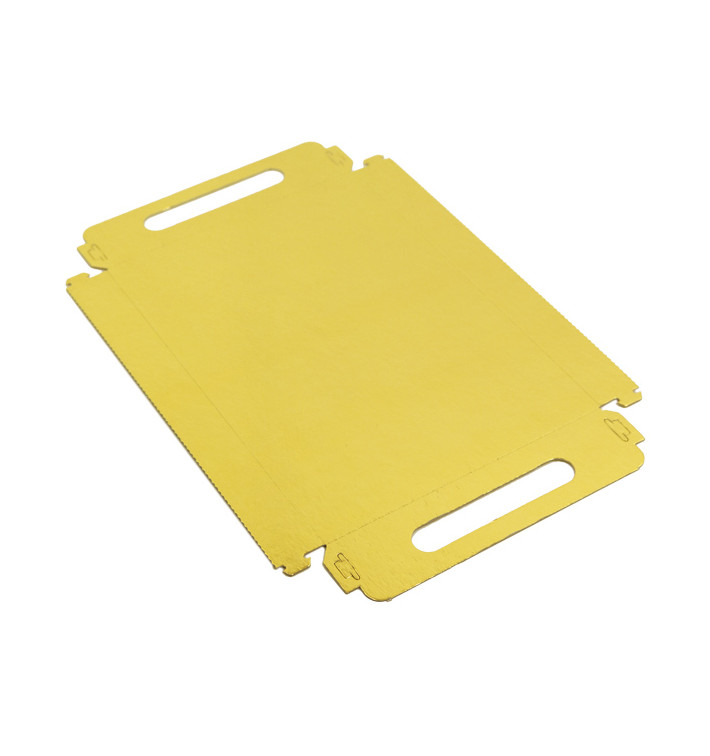 Bandeja Cartón Rectangular Oro Asas 16x23cm (1.000 Uds)