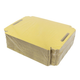 Bandeja Cartón Rectangular Oro Asas 22x28cm (100 Uds)