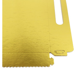 Bandeja Cartón Rectangular Oro Asas 22x28cm (100 Uds)
