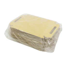 Bandeja Cartón Rectangular Oro Asas 16x23cm (1.000 Uds)